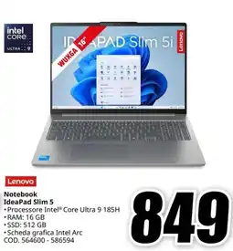 MediaWorld Lenovo Notebook IdeaPad Slim 5 offerta