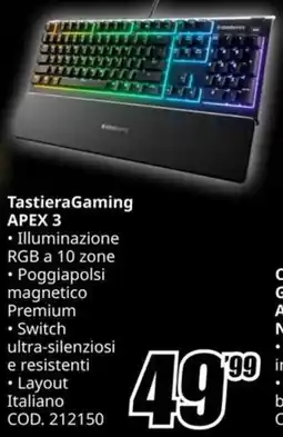 MediaWorld TastieraGaming APEX 3 offerta
