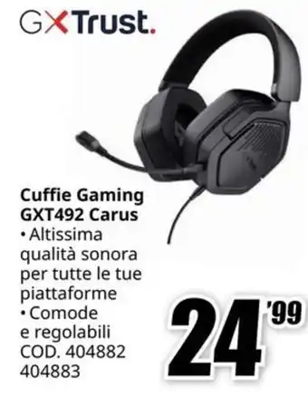 MediaWorld Cuffie Gaming GXT492 Carus offerta
