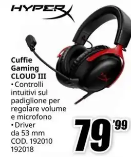 MediaWorld HyperX Cuffie Gaming CLOUD III offerta