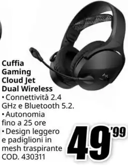 MediaWorld Cuffia Gaming Cloud Jet Dual Wireless offerta