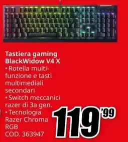 MediaWorld Tastiera gaming BlackWidow V4 X offerta