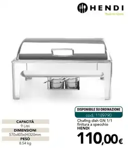 Altasfera Chafing dish GN 1/1 finitura a specchio HENDI offerta
