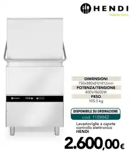 Altasfera Lavastoviglie a capote controllo elettronico HENDI offerta