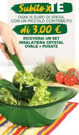 Quick Sisa Set insalatiera crystal ovale + posate offerta