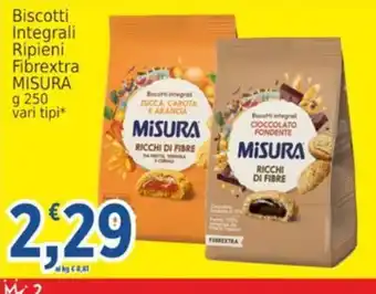Market Ingross Biscotti Integrali Ripieni Fibrextra MISURA offerta