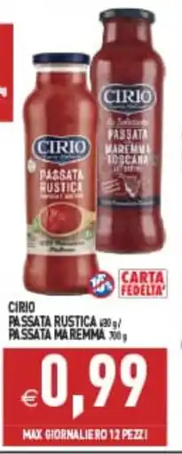 Supermercati Agorà Cirio Passata Rustica Passata Maremma offerta