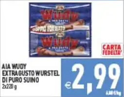 Supermercati Agorà AIA WUDY EXTRA GUSTO WURSTEL DI PURO SUINO offerta