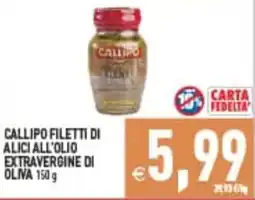 Supermercati Agorà CALLIPO FILETTI DI ALICI ALL'OLIO EXTRAVERGINE DI OLIVA offerta