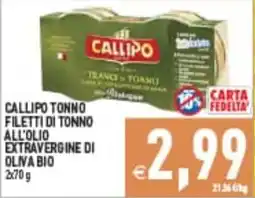 Supermercati Agorà CALLIPO TONNO FILETTI DI TONNO ALL'OLIO EXTRAVERGINE DI OLIVA BIO offerta