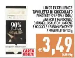 Supermercati Agorà LINDT EXCELLENCE TAVOLETTA DI CIOCCOLATO offerta