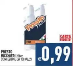 Supermercati Agorà Presto Bicchieri offerta