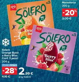 Carrefour Express Solero Orange Burst o Berry Bliss offerta