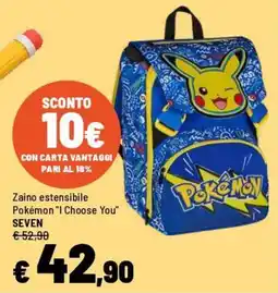Iper La Grande Zaino estensibile Pokémon "I Choose You" SEVEN offerta