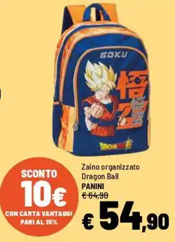 Iper La Grande Zaino organizzato Dragon Ball PANINI offerta
