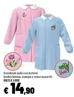 Iper La Grande Grembiule asilo con bottoni DIECI E LODE offerta