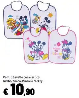 Iper La Grande bavette con elastico bimbo/bimba, Minnie o Mickey offerta