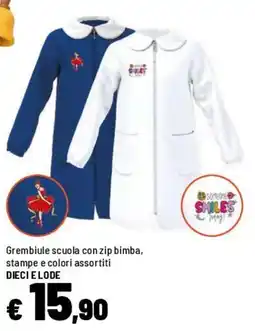 Iper La Grande Greminiule scuola con zip bimba, DIECI E LODE offerta