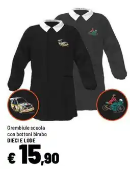 Iper La Grande Grembiule scuola con bottoni bimbo DIECI E LODE offerta