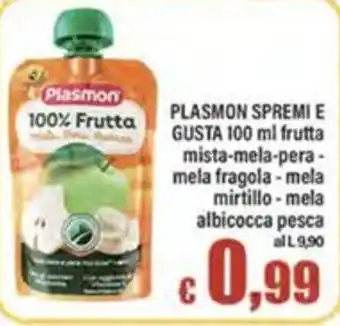 Top Supermercati PLASMON SPREMI E GUSTA 100 ml frutta offerta