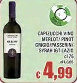 Top Supermercati Capizucchi Vino Merlot offerta