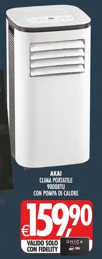 Deco Iperstore AKAI CLIMA PORTATILE 9000BTU CON POMPA DI CALORE offerta