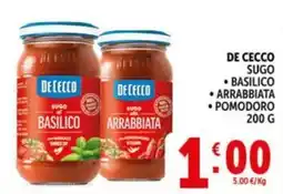 Deco Market De Cecco Sugo di Basilico offerta