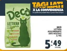 Deco Market Decò Lettiera Agglomerante 100% Vegetale offerta