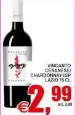 Pewex Vincanto Cesanese/Chardonnay IGP offerta