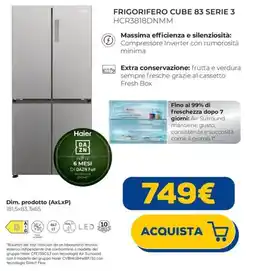 Euronics FRIGORIFERO CUBE 83 SERIE 3 Haier offerta