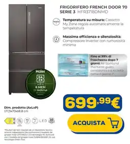 Euronics FRIGORIFERO FRENCH DOOR 70 SERIE 3 HFR3718DNMD Haier offerta