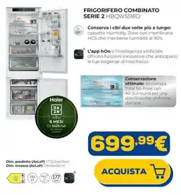 Euronics FRIGORIFERO COMBINATO SERIE 2 HBQW5518D Haier offerta