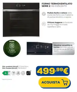 Euronics Haier forno termoventilato serie 2 H6 ID25G3HTX offerta