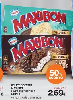 Superconti Gelato biscotto maxibon linea the specials Nestlé offerta