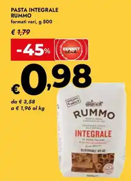 Bennet Pasta integrale Rummo offerta