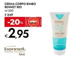 Bennet Crema corpo Bimbo Bennet Bio offerta