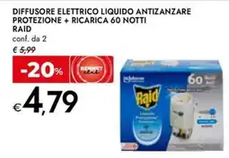 Bennet Diffusore elettrico liquido antizanzare Raid offerta