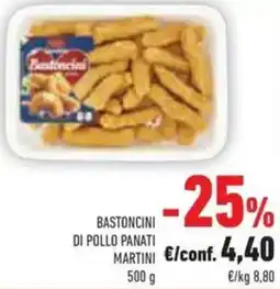 Conad Bastoncini di pollo panati martini offerta