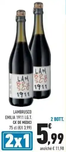 Conad Lambrusco emilia 1911 i.g.t. ca de medici offerta