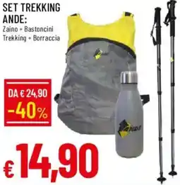 Galassia Set trekking ande: zaino + bastoncini trekking + borraccia offerta