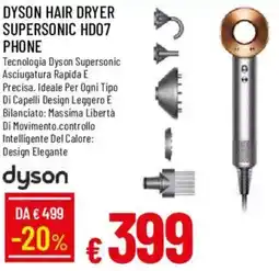 Galassia Dyson hair dryer supersonic hd07 phone offerta