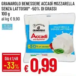 Galassia Granarolo benessere accadì mozzarella senza lattosio offerta