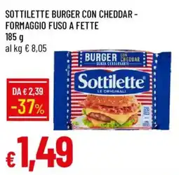 Galassia Sottilette burger con cheddar, formaggio fuso a fette offerta