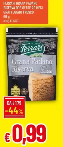 Galassia Ferrari grana padano riserva dop oltre 20 mesi grattugiato fresco offerta