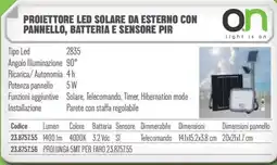 Gbc Proiettore led solare da esterno con pannello, batteria e sensore pir offerta