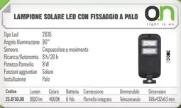 Gbc Lampione solare led con fissaggio a palo offerta