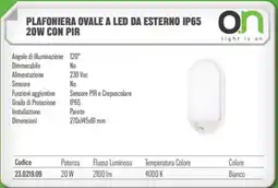 Gbc Plafoniera ovale a led da esterno IP65 offerta