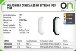 Gbc Plafoniera ovale a led da esterno IP65 15W offerta