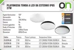 Gbc Plafoniera tonda a led da esterno IP65 27W offerta