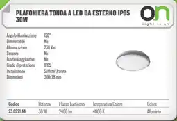 Gbc Plafoniera tonda a led da esterno IP65 30W offerta